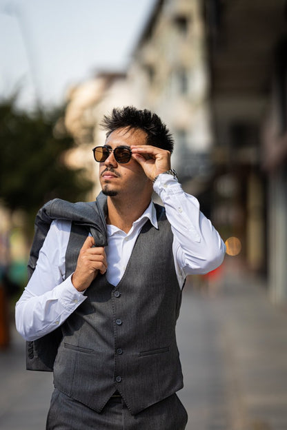 Costum Antracit in 3 Piese - Gentleman Style